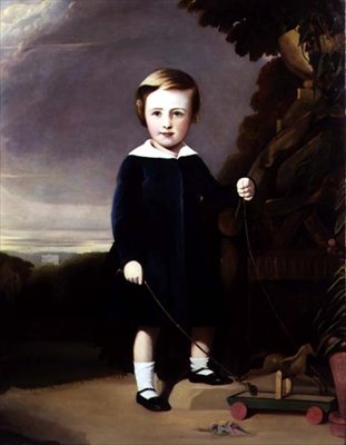 木の天板を持つ子供の肖像 作： Alexander Young