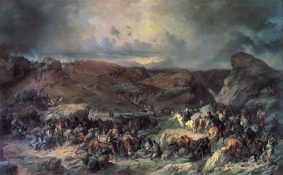 1799年9月19世紀、聖ゴッタルド峠を越えるアレクサンドルスボーロフ軍。 作： Alexander von Kotzebue