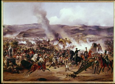 ナポレオン戦争: 1813 年 8 月 30 日、ボヘミア (チェコ共和国) でのクルムの戦い (現在のクルムの戦い)。ドイツ軍の戦役中、プロイセン、オーストリア、ロシア軍の連合軍とフランス軍が対立した。 アレクサンダーによる絵画 作： Alexander von Kotzebue