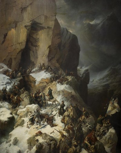 パニックスパスを横断するスボーロフ、1860 作： Alexander von Kotzebue