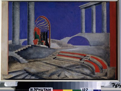 Edition Decors de Theater のステージ デザイン レビュー。 Alexandra Alexandrovna Exter (1882-1949) の作品、紙に水彩とグワッシュ、1920 年半ば。 ロシアの風景画、20 世紀。 コ 作： Alexandra Alexandrowna Exter