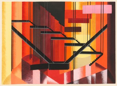 Décors de Théâtreのポートフォリオからの風光明媚なデザイン、1930年。 作： Alexandra Alexandrowna Exter