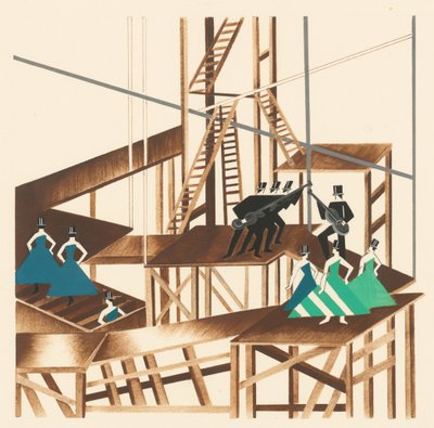 Décors de Théâtre のポートフォリオからの風光明媚なデザイン、1930 年。 作： Alexandra Alexandrowna Exter