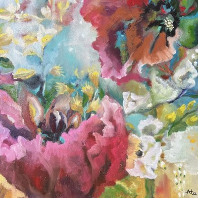 鮮やかな花の抽象画 作： 