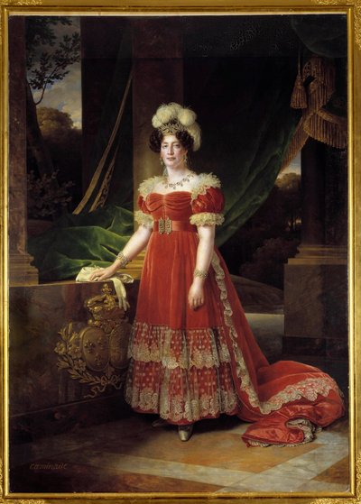 アングレーム公爵夫人の肖像 マリー・テレーズ・シャルロット・ド・フランス 通称マダム・ロワイヤル（1778-1851） 画：アレクサンドル・フランソワ・カミナード（1789-1862） 1827年日2,57×1,85メートル 作： Alexandre Francois Caminade