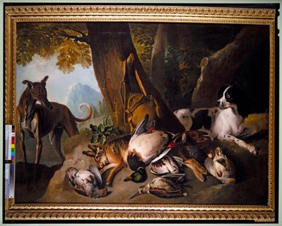 犬と狩猟の風景（油彩・キャンバス） 作： Alexandre Francois Desportes