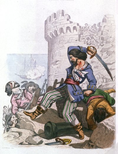 Grammont, ranskalainen merirosvo, n. 1850 (kaiverrus) 作： Alexandre (after) Debelle