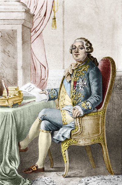 フランス国王ルイ16世（1754-1793）の肖像。 作： Alexandre (after) Lacauchie