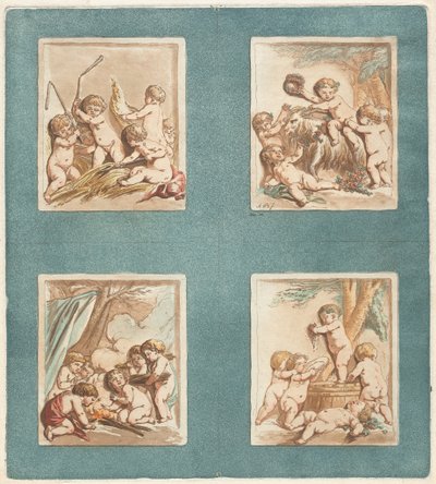 春夏秋冬 作： Alexandre Briceau after Jean Baptiste Hüet, I