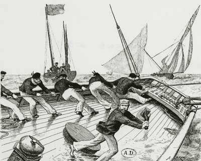 帆走レース。Le turn du Bateau-Buoée（バトー・ビュオエの旋回） - A.Brunの絵、Bibl. des Arts deco. 作： Alexandre Brun