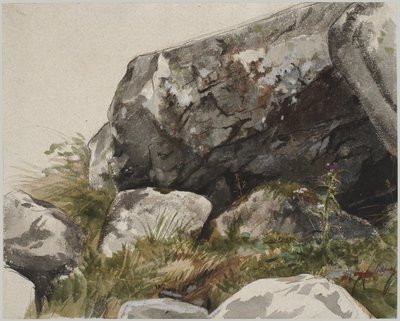 岩場の風景（水彩、インク、木炭） 作： Alexandre Cabanel