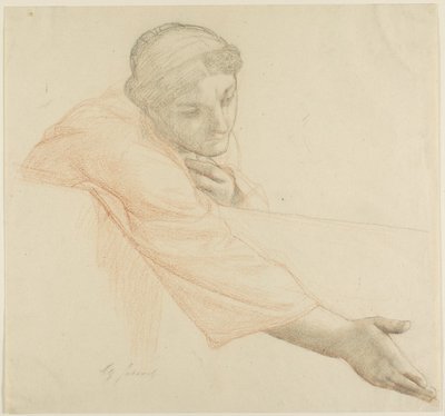 壁を越えて手を伸ばす女、フランス王サン ルイの生涯のための習作 作： Alexandre Cabanel
