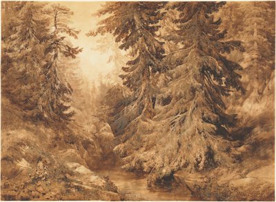 渓流のある太古の松林 作： Alexandre Calame