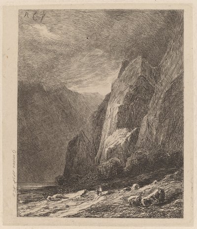 嵐の中の断崖 作： Alexandre Calame