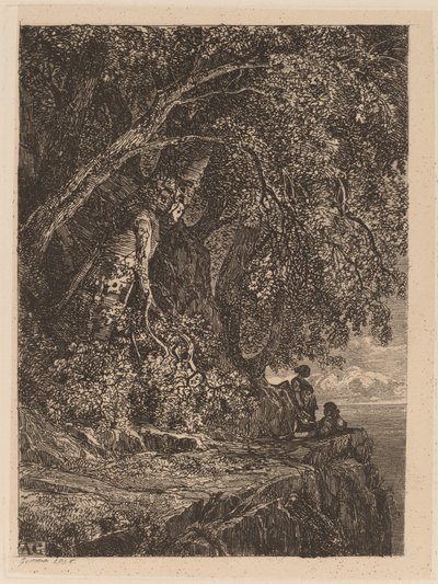 崖の上で休むカップル 作： Alexandre Calame
