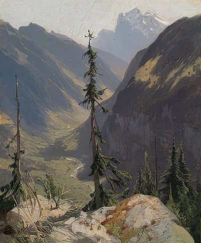ヴェッターホルンのリュッチェンタール。 1850年頃 作： Alexandre Calame