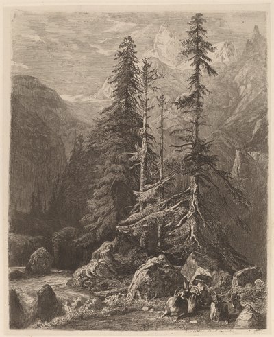 Alexandre Calameによるエッチングの試み、I、pl。 21 作： Alexandre Calame