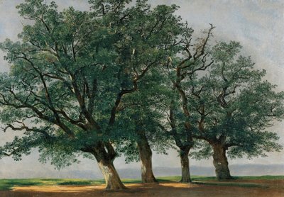 四本の大木（キャンバスに油彩） 作： Alexandre Calame
