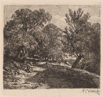 石垣のそばで休む男 作： Alexandre Calame