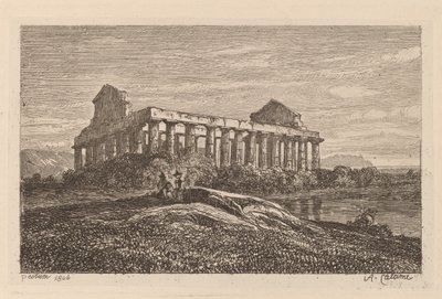 パエストゥムの遺跡 作： Alexandre Calame
