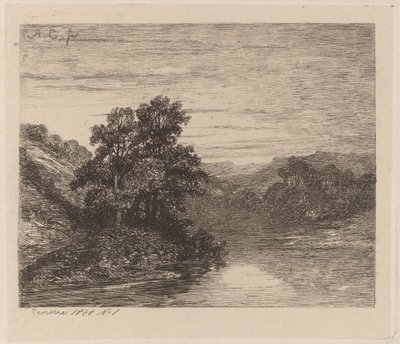 川沿いの木々 作： Alexandre Calame