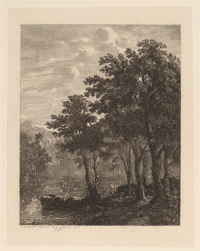 川沿いの木々 作： Alexandre Calame