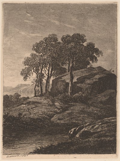 岩のそばの木 作： Alexandre Calame