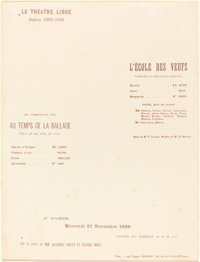 男やもめのための学校。 バラードの頃 作： Alexandre Charpentier