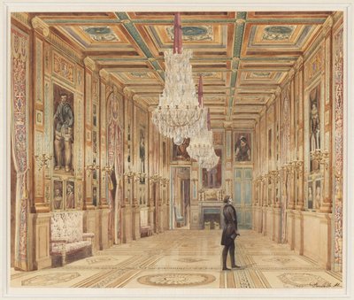 Châteaud&39;Eu（Vue de laGalerieauChâteaud&39;Eu）のピクチャーギャラリーの眺め 作： Alexandre Dominique Denuelle