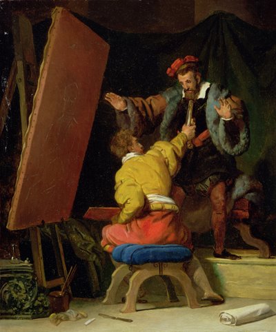 ティントレットのスタジオにあるアレティーノ、19世紀 作： Alexandre Evariste Fragonard
