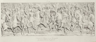 Godefroy Engelmann（1788-183）によって刻まれた、1501-37年、ルーアンのルーアンにあるホテルデブールテルルドに刻まれた石のレリーフの後、フランソワ1世とヘンリー8世の出会い 作： Alexandre Evariste Fragonard