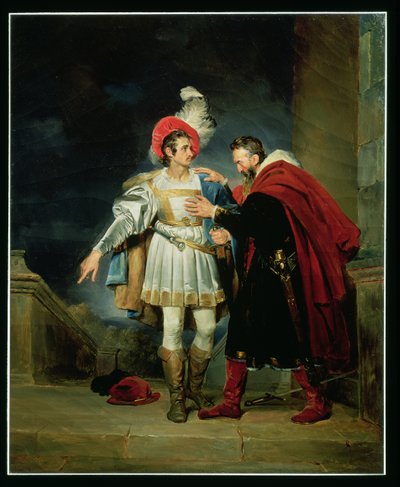 El Cid（c.1043-99）のRodrigo de Vivarとその父、Don Diego（c.1827） 作： Alexandre Evariste Fragonard