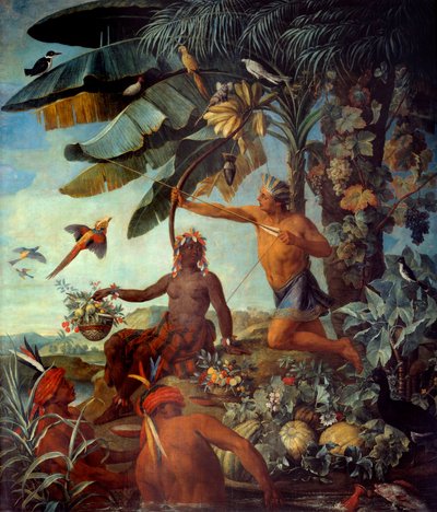 インディアンの漁師と猟師 フランソワ・デスポータス（1661-1743）の絵画 18世紀 日1,73x3,43 m マルセイユ、 musee des Beaux Arts - インディアンの狩猟者と漁師。フランソワ・デスポータス（1661-1743）の絵画 作： Alexandre Francois Desportes