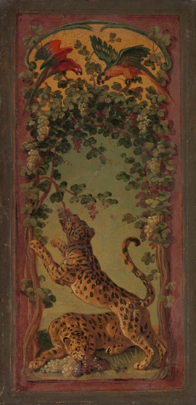 ブドウを食べるバッカスのヒョウ、カリフォルニア州。 1719-20。 作： Alexandre Francois Desportes