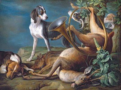 猟犬のいる死んだゲームの静物、1730 作： Alexandre Francois Desportes