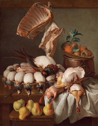 ドレスジビエ、肉、果物のある静物、1734. 作： Alexandre Francois Desportes