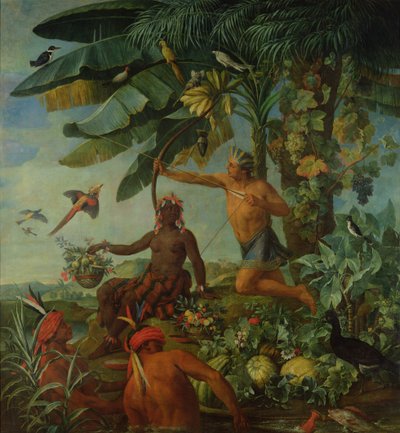 インディアンハンターと漁師、1741年 作： Alexandre Francois Desportes