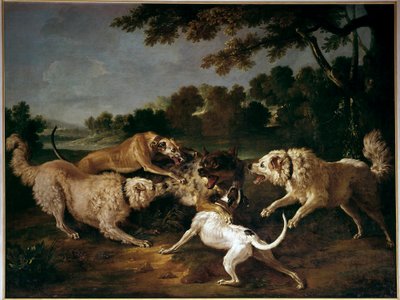 フランソワ・デスポータス（1661-1743）の「狼狩り」の絵 作： Alexandre Francois Desportes