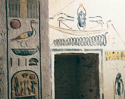 エジプト、古代テーベ、ルクソール、王家の谷、ラムセス9世の墓、通路のディテール 作： Nicolas Toussaint Charlet