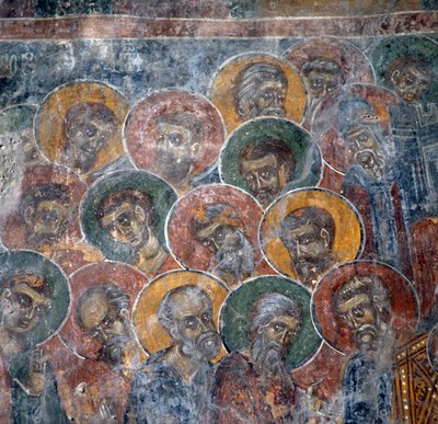 ギリシャ、クレタ島、カンダノス近郊のアニサラキの教会のフレスコ画「聖人の群れ」（写真 作： Nicolas Toussaint Charlet
