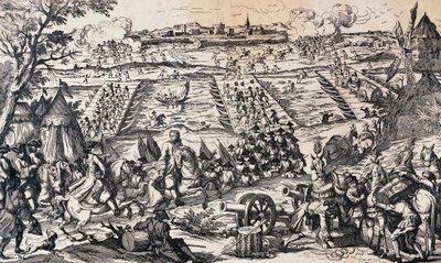 ルイ15世軍がライン川を渡り、エトリンゲンの防衛線を攻撃、5月1〜4日 作： Nicolas Toussaint Charlet