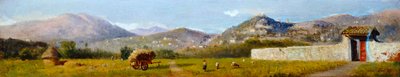 ロレンツォ・ゲラティ（1824-1893）の「トスカーナの風景」、厚紙に油彩 作： Nicolas Toussaint Charlet