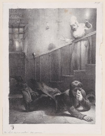 階段から落ちる、1834-35。 作： Alexandre Gabriel Decamps