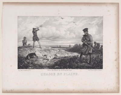 野原での狩猟、1829年の狩猟シーンシリーズから。 作： Alexandre Gabriel Decamps