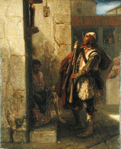 1847年、マドンナの前のピフェラーロ 作： Alexandre Gabriel Decamps