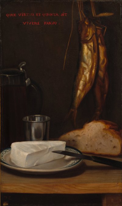 ニシンとパンとチーズの静物画 作： Alexandre Gabriel Decamps