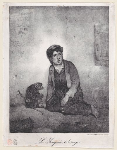サヴォイアの少年とその猿、1823年。 作： Alexandre Gabriel Decamps