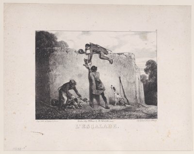 1829年の狩猟シーンシリーズからの登り。 作： Alexandre Gabriel Decamps