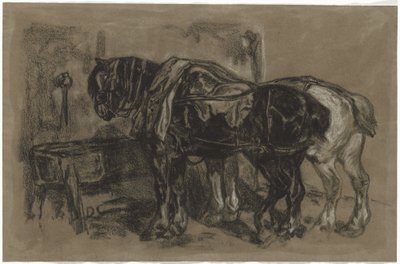 2 つのドラフト馬 作： Alexandre Gabriel Decamps