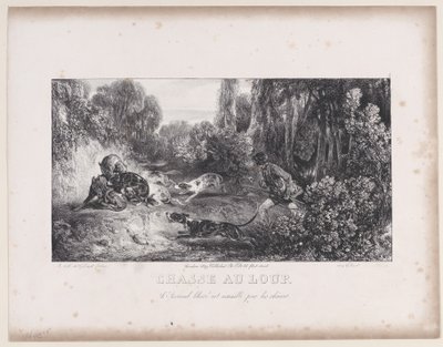 ウルフハント：犬に襲われた傷ついた動物、シリーズ狩猟シーン、1829年。 作： Alexandre Gabriel Decamps